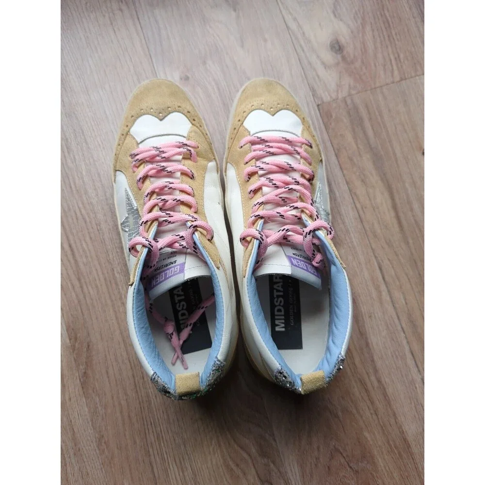 Golden Goose Mid Star Brogue Womens 42 Beige White